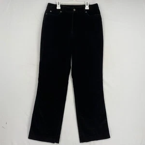Rafaella Womens Size 10 Corduroy Pants Off Black Mid Rise Mom Style Straight Leg - Picture 1 of 8
