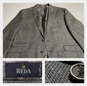 Joseph Abboud REDA Linen Wool Gray Woven Sport Coat Hacking Jacket Peak Lapel 46 - Picture 1 of 18