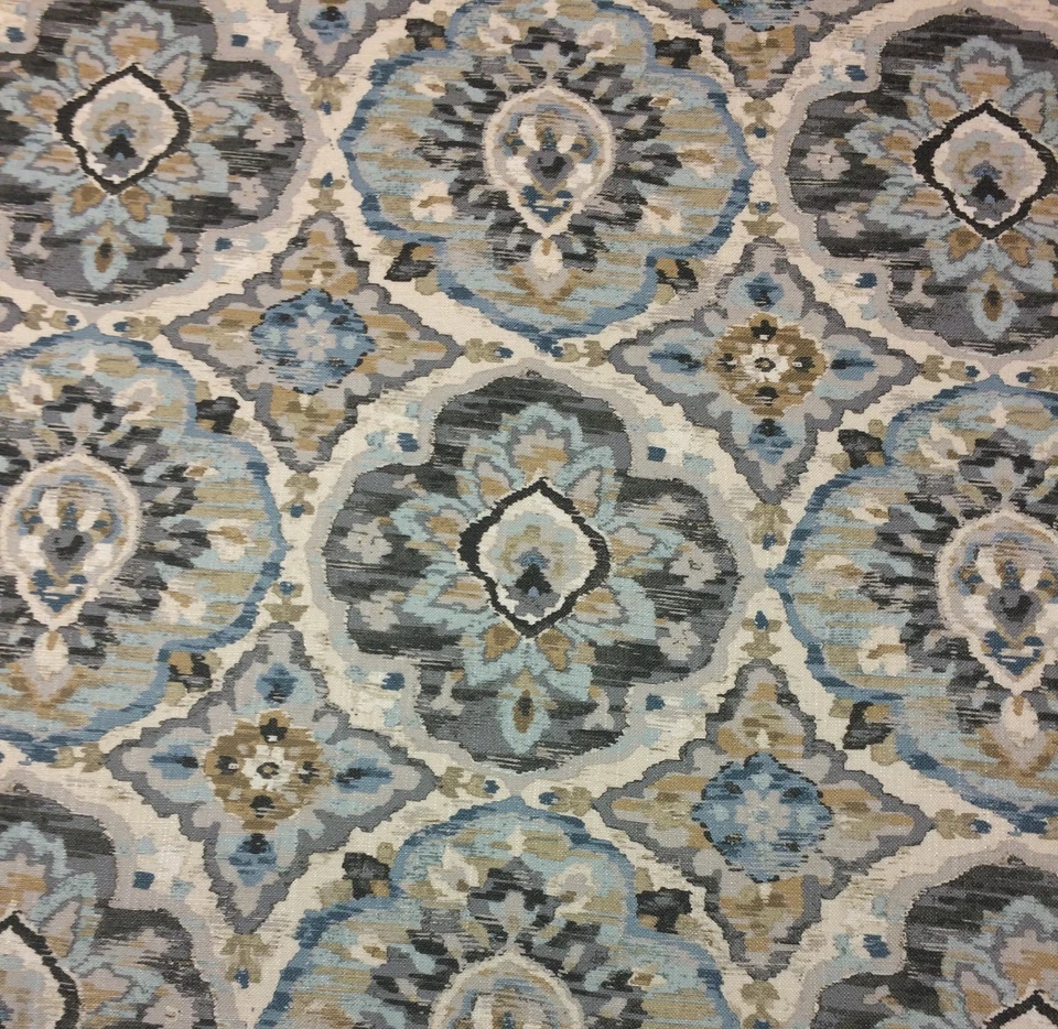 Ballard Designs Bristow Blue Floral Geometric Multiuse Fabric by The Yard 54" W