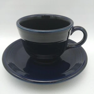 Fiesta Ware Tasse & Untertasse Kobaltblau 6 Unzen Kaffee Tee HLC Homer Laughlin USA - Bild 1 von 9