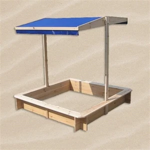 Sandkasten mit verstellbaren Dach Sandbox Blau Sandkiste Holz Spielhaus - Bild 1 von 7