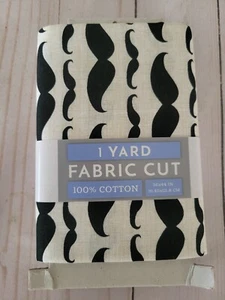 Mustache 100% Cotton Pre-cut Fabric 1 Yard (36” X 44”) NEW quilting  - Picture 1 of 4