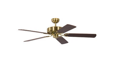Vintage Ceiling Fan Without Light Flat Brass Matt Walnut - Image 1 of 2