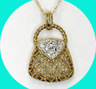 New w/tags diamond purse pocketbook pendant necklace YG rope chain