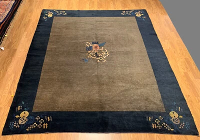 8 x 10 Antique Art Deco Hand Knotted 100% Wool Area Rug - Image 1 of 4