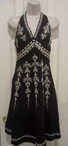 SLOAN CANADA Damen Neckholder bestickt A-Linie Fit Flare Kleid schwarz Gr. 4 -NEU - Bild 1 von 5