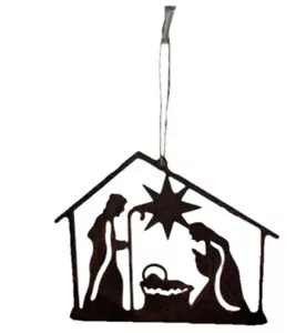 Nativity Cut Out Metal Art Decoration Christmas Ornament Baby Jesus Mary Joseph - Picture 1 of 6