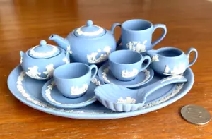 Wedgwood 10-piece Blue Jasper Miniature Tea Set - Picture 1 of 12