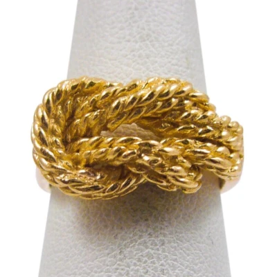 Solid 18K Women’s Yellow Gold Ring Thick Love Knot Ring Rope Band - Image 1 of 4