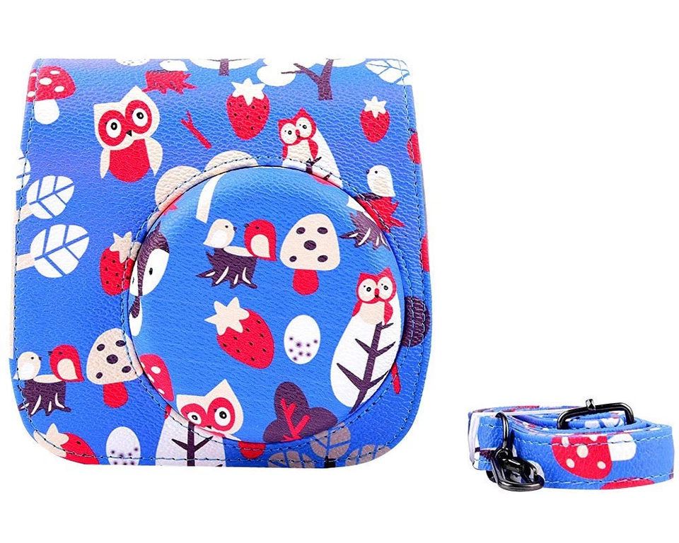 New Pu Leather Case Bag for Fujifilm Instax Mini 8,Turn Raise Lovely Owl w Strap - Image 1 of 1