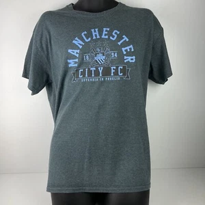 Manchester City FC Official Graphic T-Shirt Mens L Grey/Blue 55/72 - Picture 1 of 6