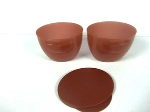 Tupperware 2 Hanging 16oz Brown Little Dippers Containers #4626A-3 One Lid 4627A - Imagen 1 de 3