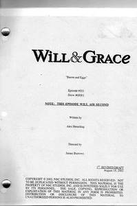 WiLL & GRACE Skript Sean Hayes Megan Mullally Debra Messing Eric McCormack U pik - Bild 1 von 1