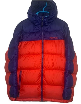 Marmot 700 Down Fill Puffer Jacket Womens Size 2XL Duck Down Full Zip Red Blue - Image 1 of 4