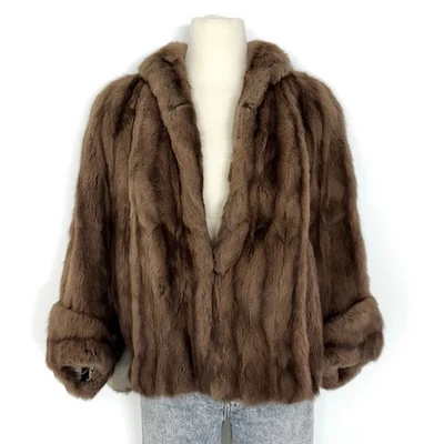 Flemington Vintage Fur Poncho Jacket Cape with Shawl Collar Brown | Fits L - Image 1 of 4