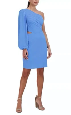 BCBG Generation One Shoulder Bodycon Dress Size 4 NWT Retail $118 Blue - Image 1 of 4
