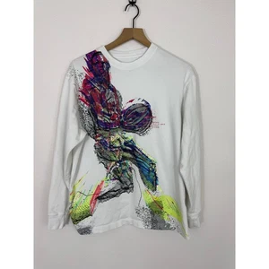Jordan Brand Jumpman Basketball Long Sleeve Graphic Shirt White Multi Sz Medium - Picture 1 of 8