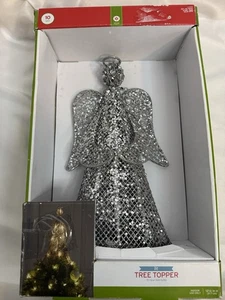 NUEVO Brillante Plata 10 ct Iluminado Ángel Árbol Topper Navidad - Imagen 1 de 6
