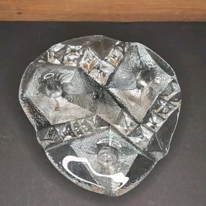 Vintage Blenko #9512 Ice Clear Glass Art Sculpture 3 Candle Holder 7.75"W - Picture 1 of 5