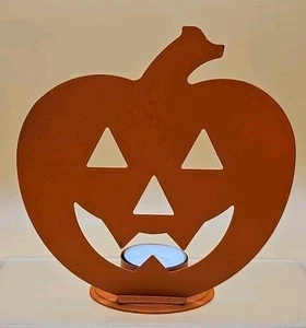Metal Jack-O-Lantern Pumpkin Tea Light Votive Candleholder Halloween Decor 6" - Picture 1 of 5