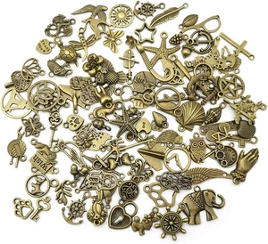 100Pcs Bulk Lots Mini Antique Bronze Charms for Jewelry Making Supplies DIY Craf - Picture 1 of 12