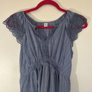 Old Navy Midi Blue Dress Maternity Sz S Lace Cottagecore Prarie Summer Wedding - Picture 1 of 12
