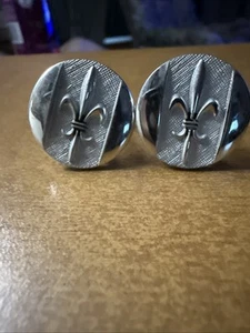Sterling silver flour-de-lis men’s cufflinks &tie Tack - Picture 1 of 5