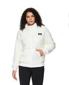 Reebok Damen weiße Sherpa Full-Zip Jacke Größe S warm weiche Struktur (bin LL177) - Bild 1 von 6
