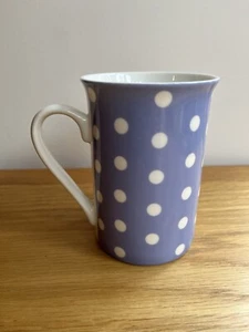 Create Tops Cornflower Blue White Polka Dots 4 inch Fine None China Coffee Mug - Picture 1 of 9