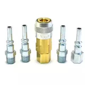 USA MADE 5pc Lincoln Quick Coupler Set Air Hose Connector Fittings 1/4 NPT Plug - Picture 1 of 8