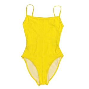 CHANEL Vintage 97P CC Mark Swimsuit Bodysuit #38 One-piece Yellow Nylon Rank AB - Picture 1 of 10