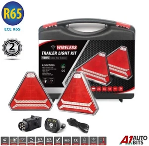 12V 24V Triangular Led R65 Battery Magnetic Wireless Towing Trailer Rear Lights - Picture 1 of 24