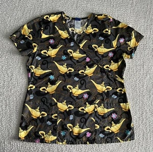 Disney Aladdin Scrub Top Women’s Medium Gray Shirt Medical Nursing - Picture 1 of 10