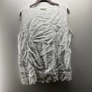 Top donna Laura Bianchi lino grande bianco senza maniche Lagenlook minimalista - Foto 1 di 7