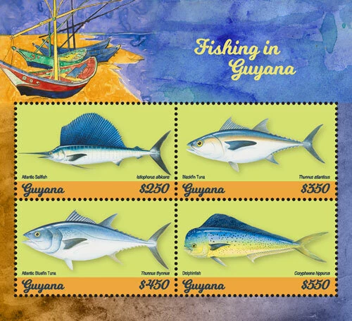 Guyana 2018 - Fishing in Guyana, Game Fish - Sheet of 4 stamps- Scott 4571 - MNH - Image 1 of 1