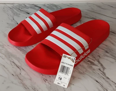 NWT Adidas Men's Red White Adilette Shower Slide Sandals Size 18 - Image 1 of 4