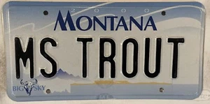 Vanity MISS TROUT FISHING license plate Fish Fisherman Angler Angling Fly Pole - Picture 1 of 9