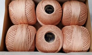 From Original Box -Lot of 6 Balls DMC #3 Needlepoint Floss Crochet Thread #754 - Picture 1 of 5