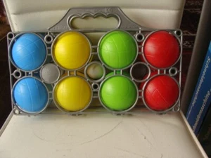 PEARL Boule- & Boccia-Spiel mit 8 Kunststoff-Kugeln, Ziel-Kugel & Tragekorb NEU - Bild 1 von 1
