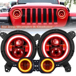 Faro antiniebla LED ROJO Halo 7" 4" para Jeep Wrangler JL Gladiator 18-202 9" - Imagen 1 de 12