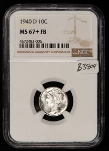 1940-D 10c Mercury Dime Full Bands - Semi PL - NGC MS 67+ Plus FB -VIDEO - B3804 - Picture 1 of 8