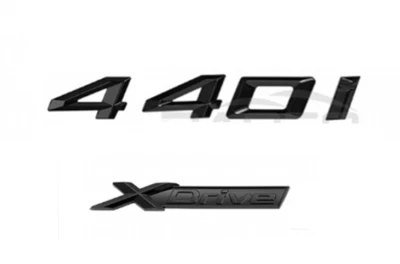 Gloss Black For 4 Series Emblem 440i+XDrive Number Letters Rear Trunk Badge Foto 1 de 4