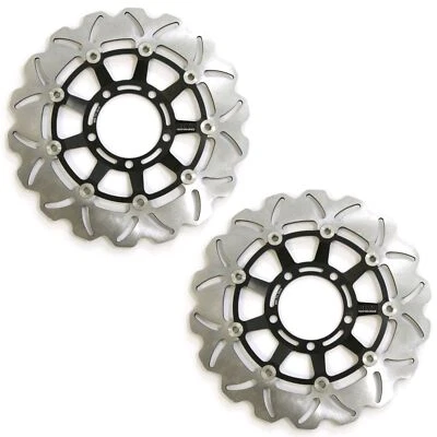 Par de discos de rotor de freno delantero ondulado Rezo para Triumph Street Triple 675 11-12 Foto 1 de 4