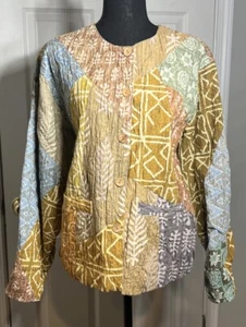 SACRED THREADS Patchwork leichter Mantel Jacke Knopfleiste Damen Größe Small - Bild 1 von 10