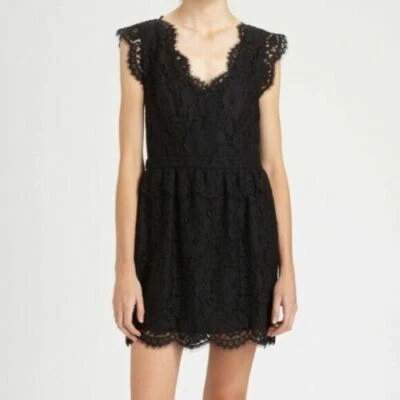 Vestido Joie Lebanon Pequeño Negro Encaje Cóctel Fiesta Rodilla Mezcla Algodón Talla M L Foto 1 de 4