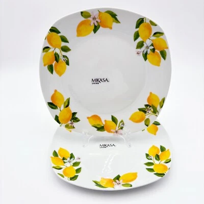 Juego de 2 platos de cena de porcelana de hueso de jardín de limón MIKASA Foto 1 de 4