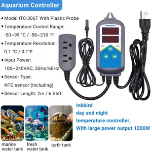 Inkbird Aquarium Thermostats Temperature Controller ITC-306T Waterproof Sensor - Picture 1 of 16