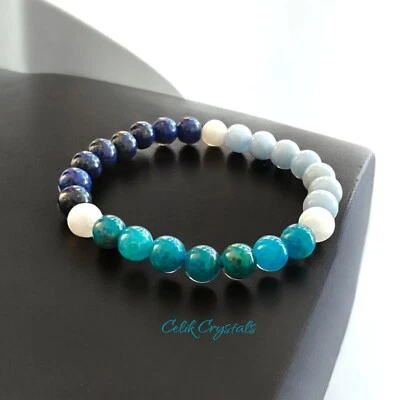 Lapis Lazuli, Apatite, Angelite, Moonstone Bracelet Natural Stones 8mm - Image 1 of 4