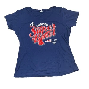 NFL New England Patriots Women’s Super Bowl LII T-Shirt XL Navy V Neck - Picture 1 of 5
