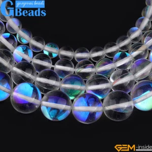 Glass Crystal Grey Labradorite Moonstone Beads Round Beads Jewelry Making 15" - Picture 1 of 72